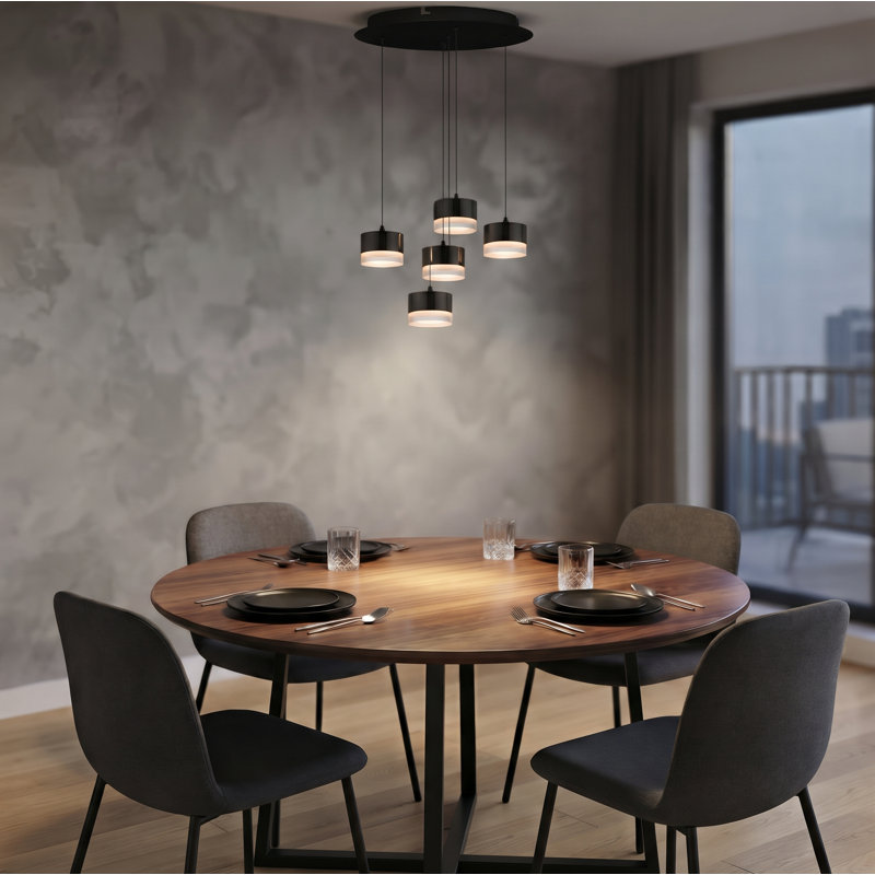 Barnsdall 5 - Light Cluster Pendant, Matte Black