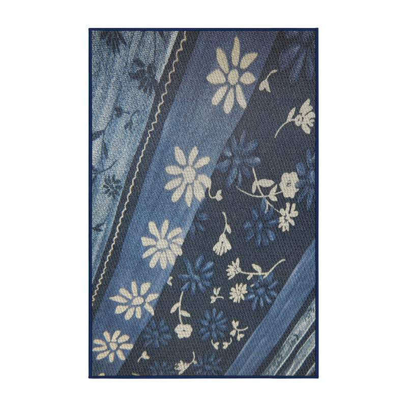 Tapis bleu/ivoire à motifs Niobrara, Rectangle 5 pi x 7 pi