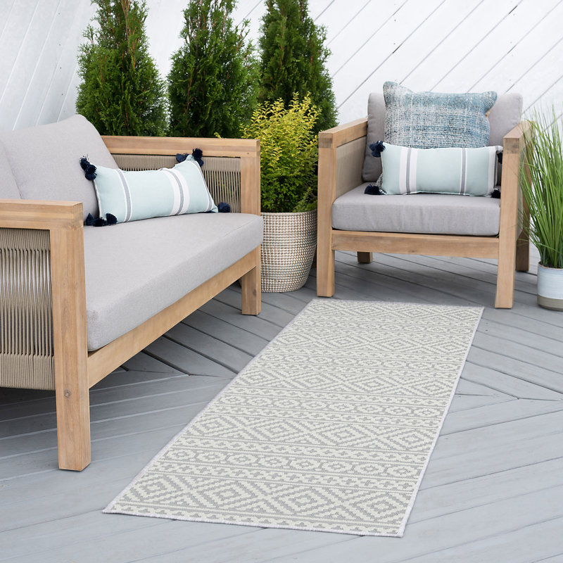 Tapis gris tissé à plat Hezekiel Southwestern, Tapis de couloir 2 pi 2 po x 7 pi 3 po