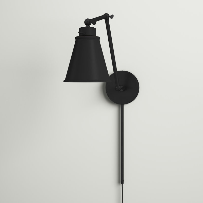 Bras articulé à 1 lumière à intensité variable Quandro, Noir mat