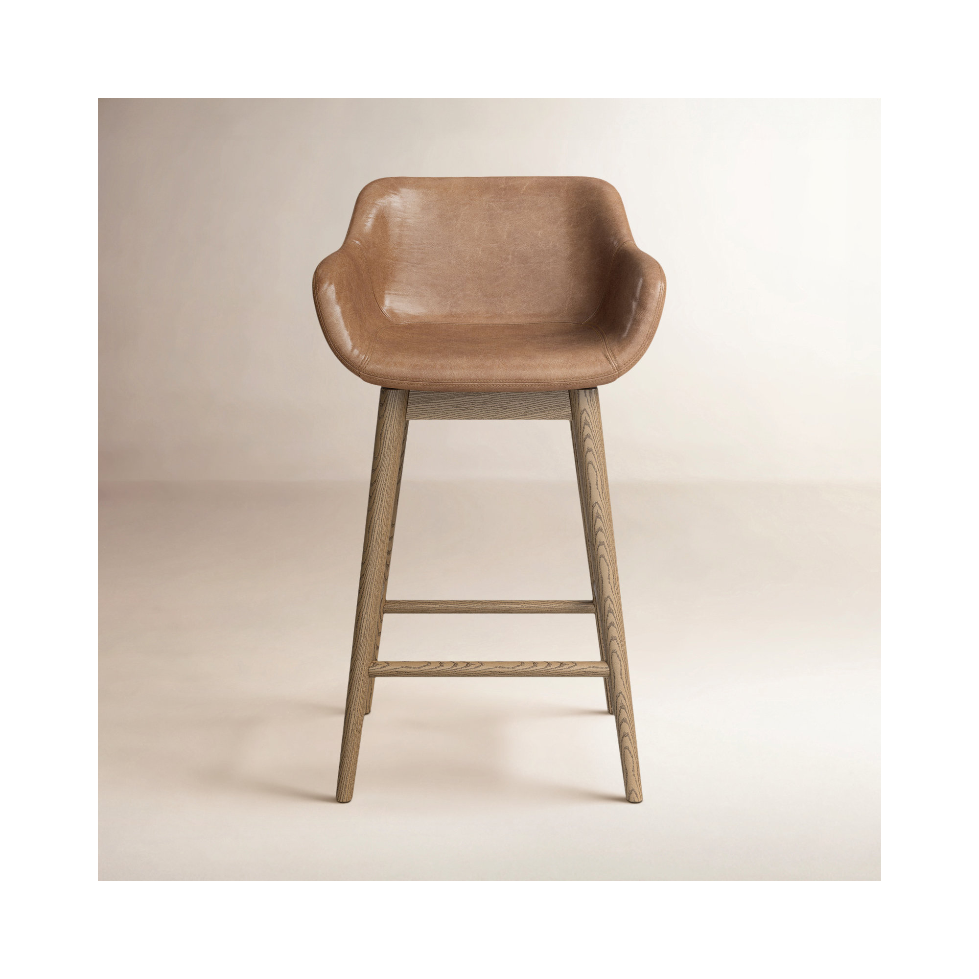 Bahari Swivel Leather Stool, Amber Ash, Counter Stool (26.5" Seat Height), Sonoma Chestnut/Genuine Leather