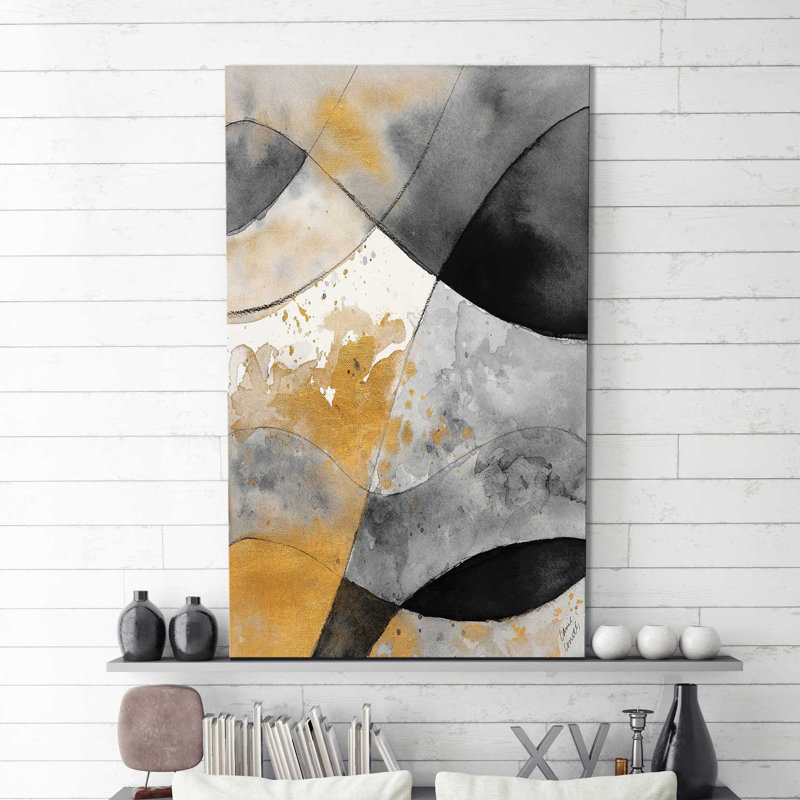 «Gray and Gold Fantasy II» par Lanie Loreth - reproduction d'art sur toile tendue, H 48 po x l 28 po x P 1,5 po