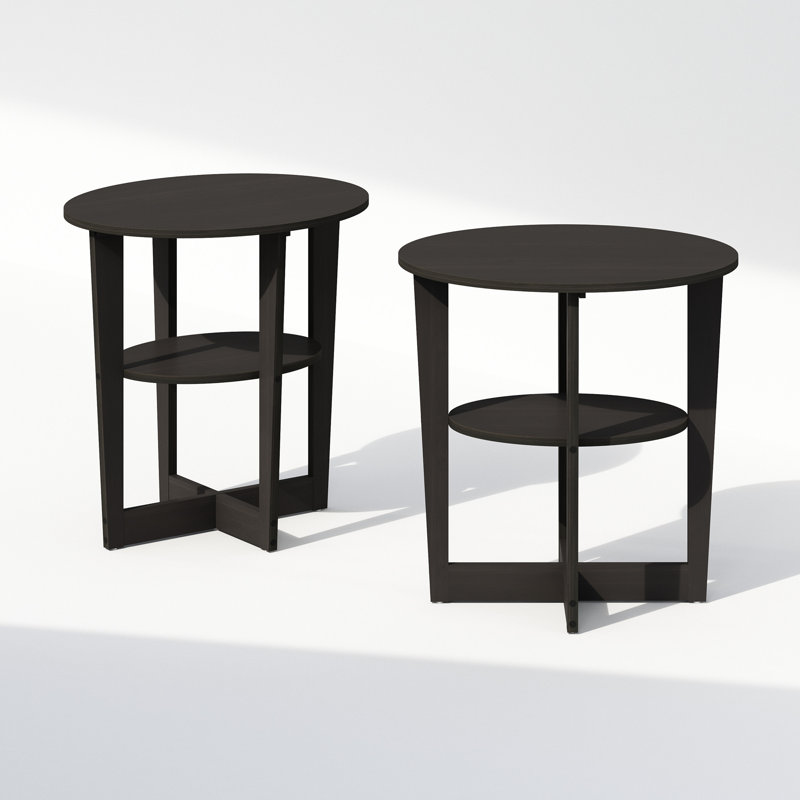 Ebern Designs JAYA Oval End Table, Side Table, Black Walnut, Set of 2