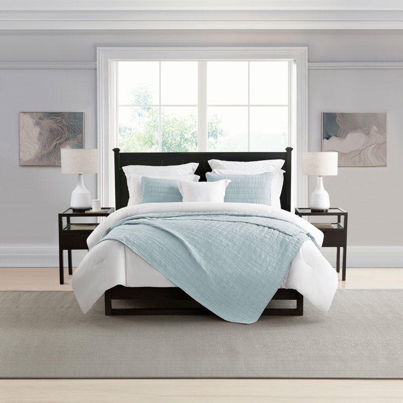 Gray Full Microfiber Reversible Quilt Set