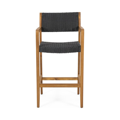 Outdoor Acacia 30" Patio Bar Stool by Latitude Run