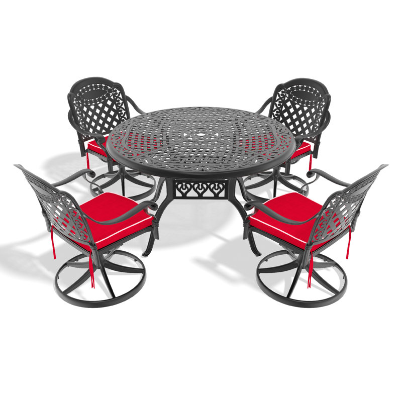 Fonte d'aluminium - table de 48,03 po, conception de chaise élégante, capacité de poids de 350 lb, pivotant rond toutes saisons à haute température, assise confortable, assise