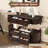 Solid Wood Half Moon Console Table with Drawers, 43 Inch Curved Retro Sofa Table for Entryway, Made of Pine with Roman Legs and Espresso Finish-472892201