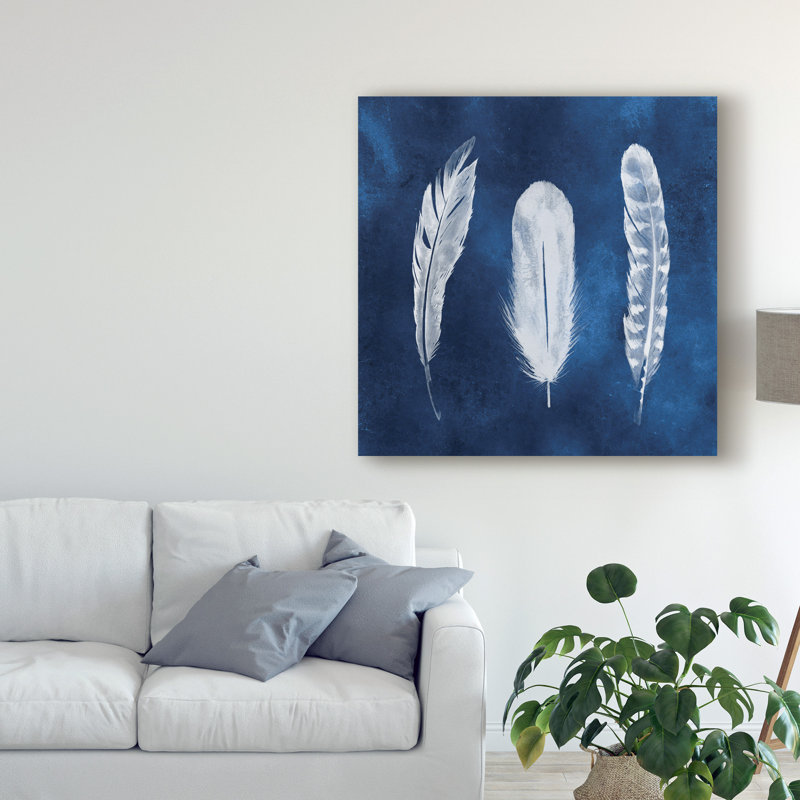 Reproduction sur toile, "Cyanorph Feathers I" par Grace Popp, H 35 po x l 35 po x P 2 po