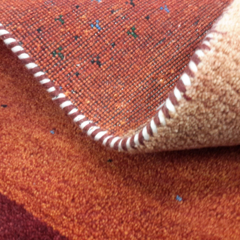 Tapis rouge / orange / brun en coton / laine sans motif uni 4 pi 6 po x 6 pi 7 po