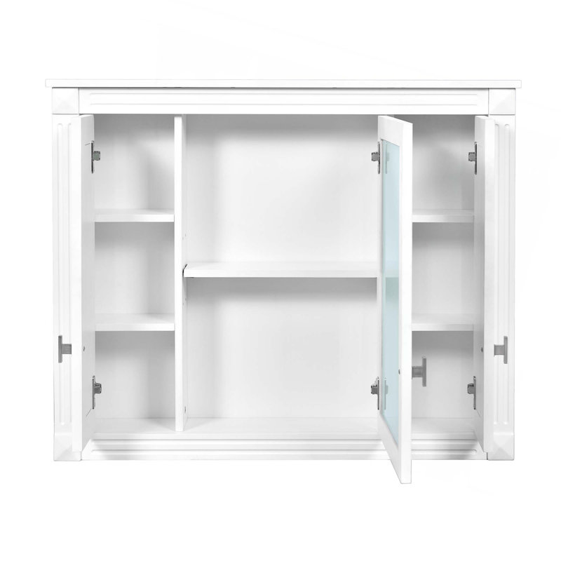 Armoire de salle de bain avec miroir, armoire à pharmacie murale avec 4 tablettes, armoire de rangement avec miroir