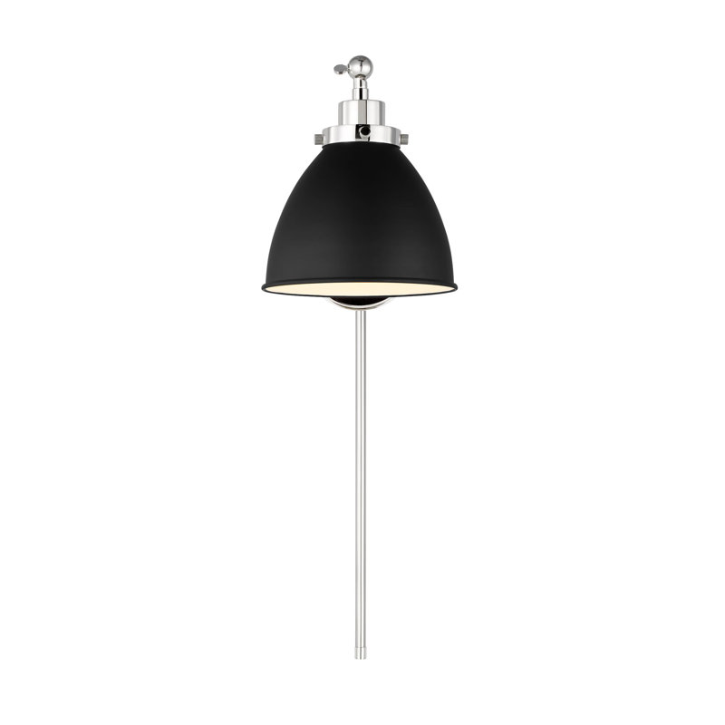 Wellfleet 1 - Light Armed Sconce, Midnight Black, Polished Nickel