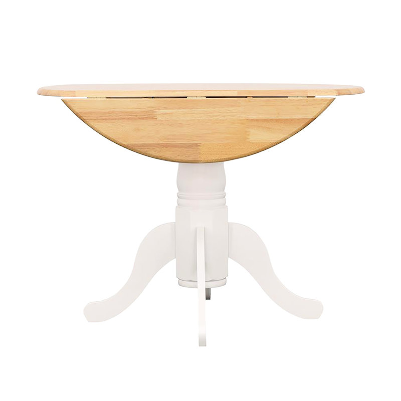 Table de salle à manger naturelle brun et blanc avec rallonge escamotable