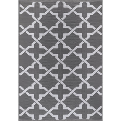 Aldo Reversible Plastic Grey White Outdoor Rug