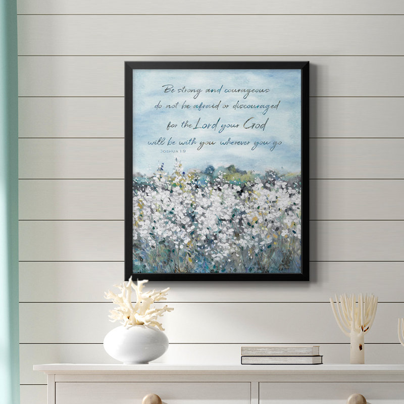 Toile encadrée de qualité supérieure «Be Strong Flower Field» - prête à être accrochée, H 24 po x l 20 po, Noir