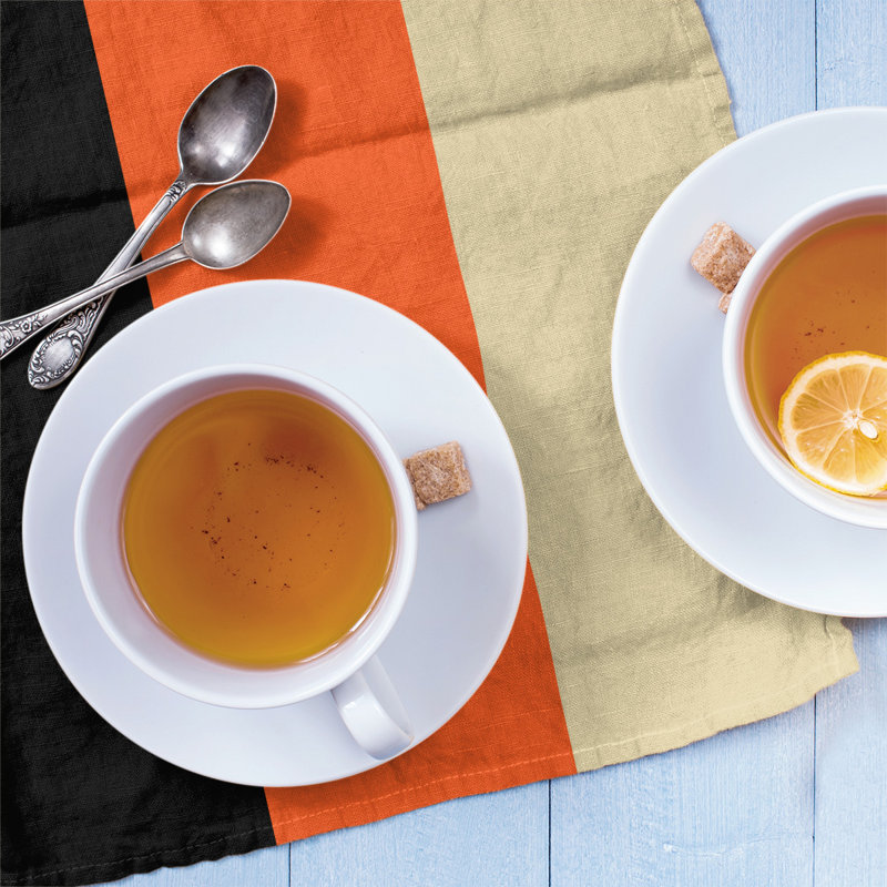 Stripe Tea Towel Kitchen Towel, Poly Twill, Black/Orange/Cream Baseball