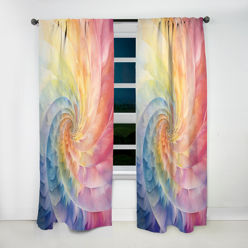Ghaith Rainbow Serenade of Spirals - Modern Velvet Curtain - Room Darkening - 1 Panel, 52" W x 108" L