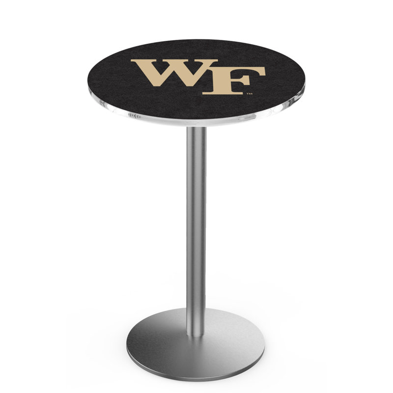 Round Metal Base Dining Table, Stainless Steel, Wake Forest University