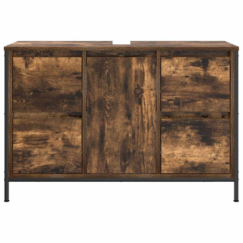 90mm Single Bathroom Vanity with Basin, Smoked Oak