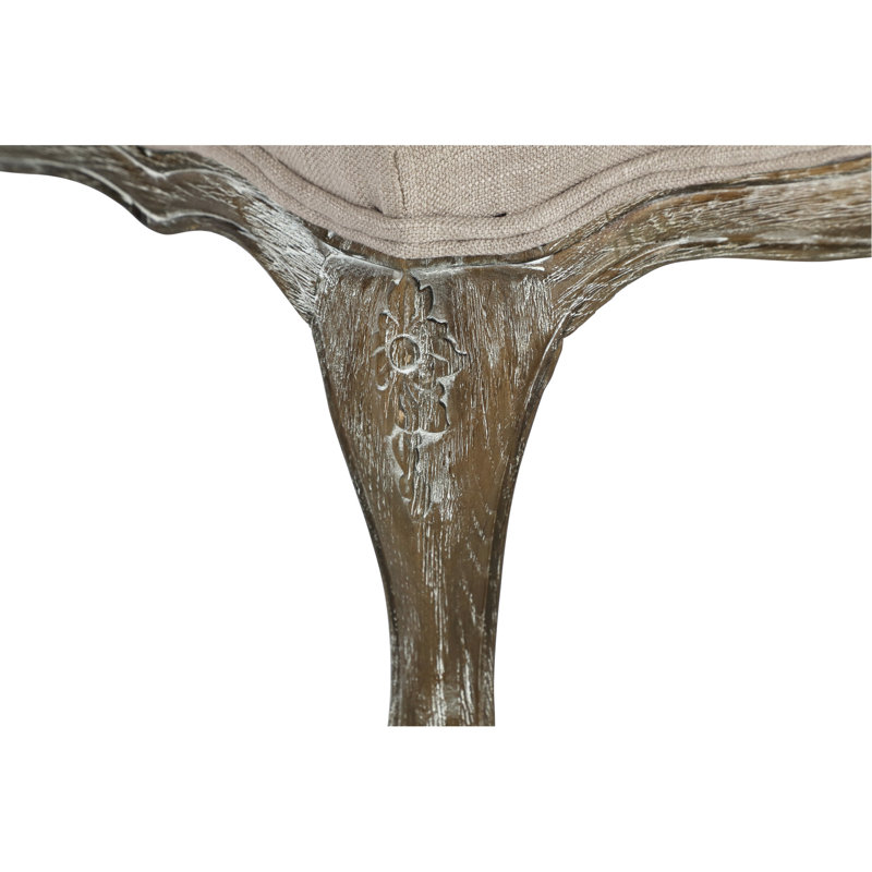 Accent pour le salon, aspect gris patiné, siège revêtu de tissu texturé, pieds en bois