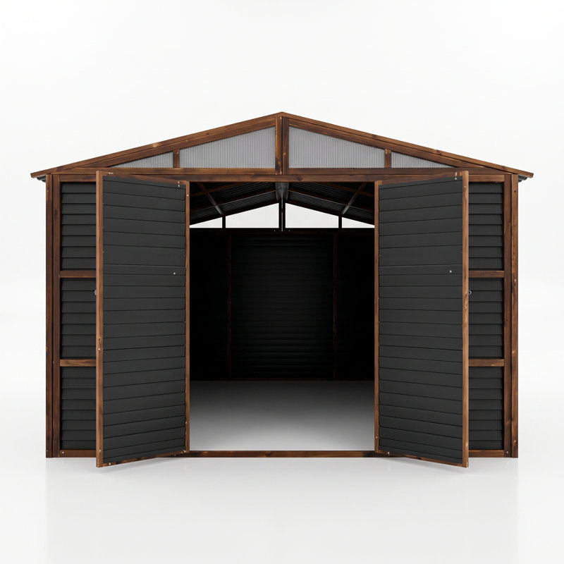 Abri de rangement extérieur en métal de 3 m de large x 3,6 m de profondeur