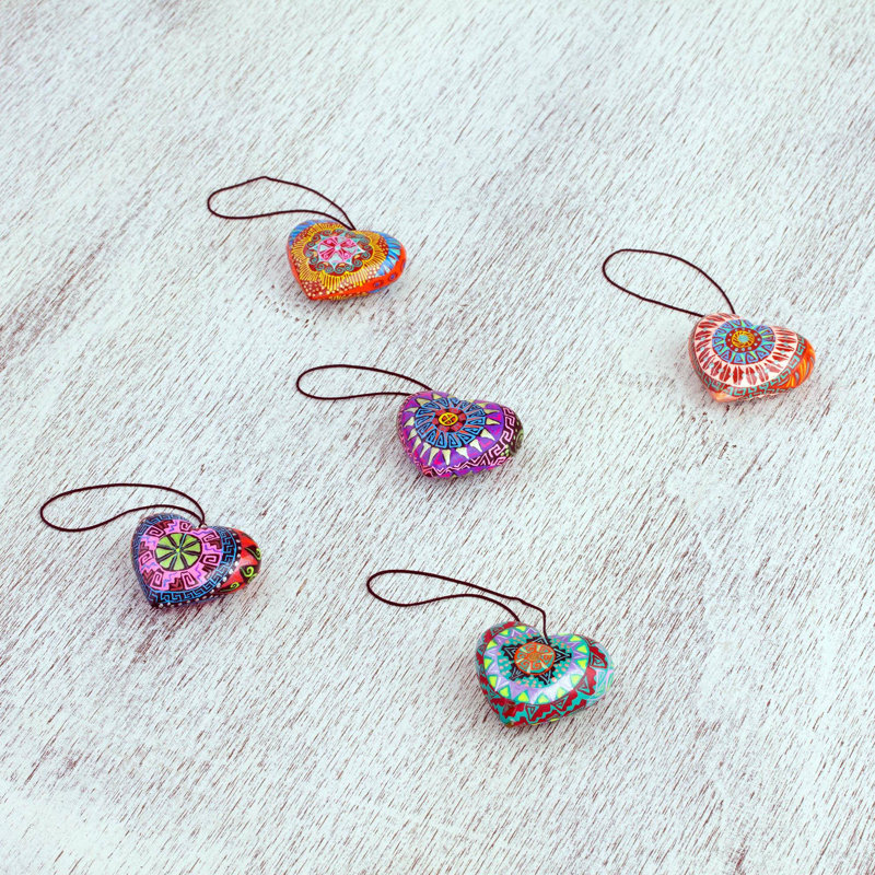 Ensemble d’ornement en forme de fêtes 5 pièces alebrije hearts