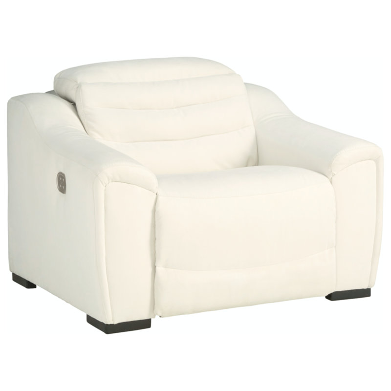 White Faux Leather Contemporary Recliner with Adjustable Headrest
