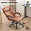 Fauteuil de bureau ergonomique ergonomique avec repose-pieds en cuir brun