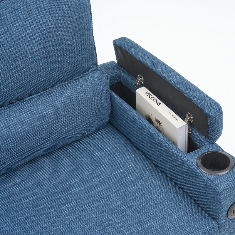 U-shaped Sectional Sofa Bed Pull Out Sleeper Couch With Storage Chaise For Living Room, Blue