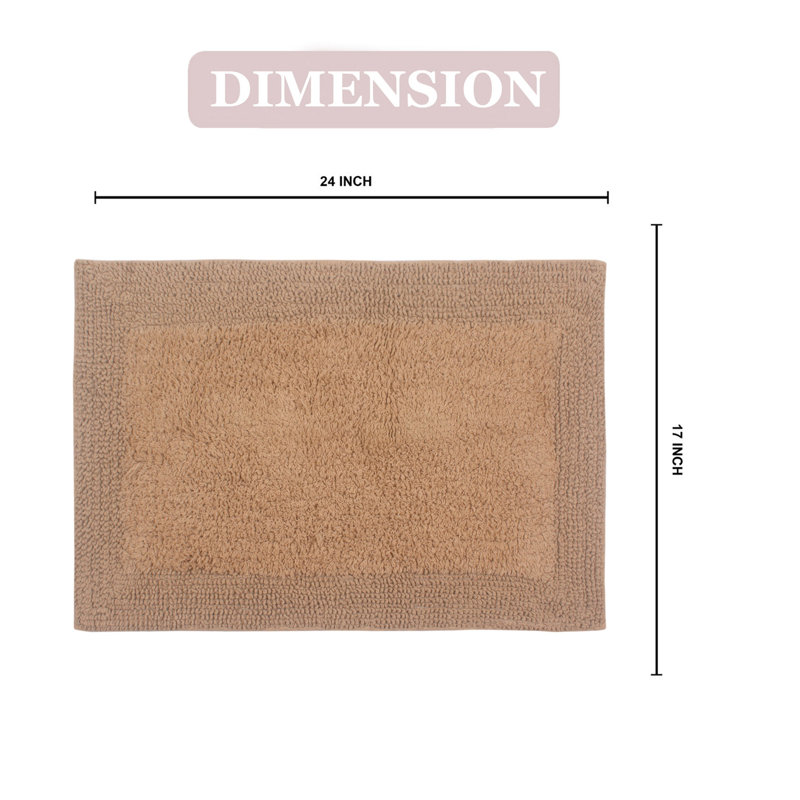 Tapis de bain réversible de couleur unie BRUSS, L 17 po x L 24 po, Lin