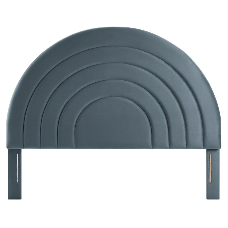 Solana Arched Performance Velvet Headboard, Cadet Blue, Queen