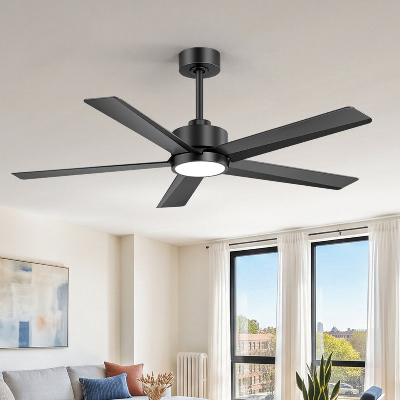 Ventilateur de plafond moderne 52 po avec lumière et télécommande, moteur CC réversible à 6 vitesses, DEL 3CCT