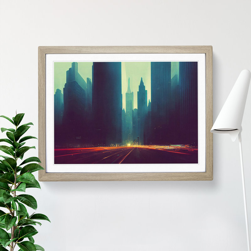 XH1022-620X A New York City Skyline Vol.1 - Single Picture Frame Painting, Oak, 46cm H x 64cm W x 2cm D
