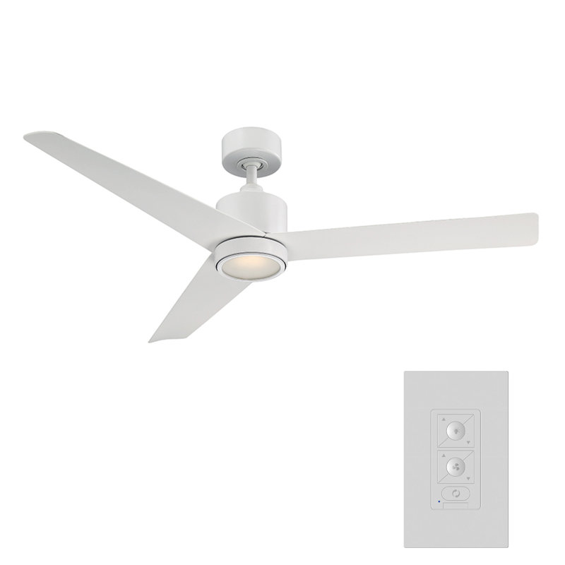 54" Lotus 3 - Blade Outdoor Smart Ceiling Fan with Remote Control and LED Light Kit Included, Works With Alexa and iOS or Android App