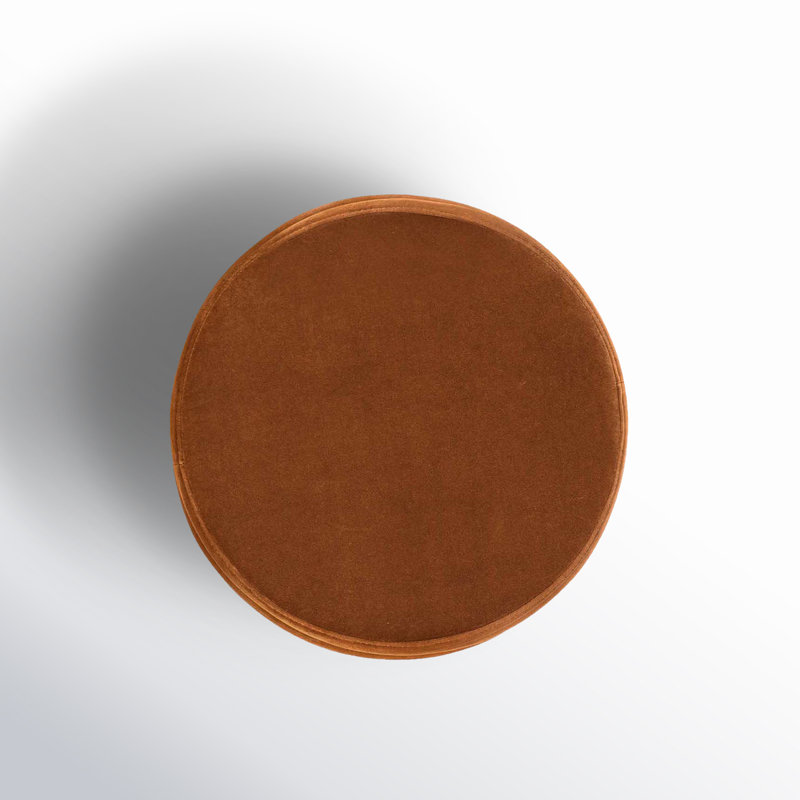 Helene Upholstered Storage Ottoman, Burnt Orange Velvet
