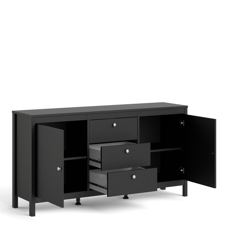 Cynsere 151.2 Cm Wide 3 Drawer Sideboard, Black