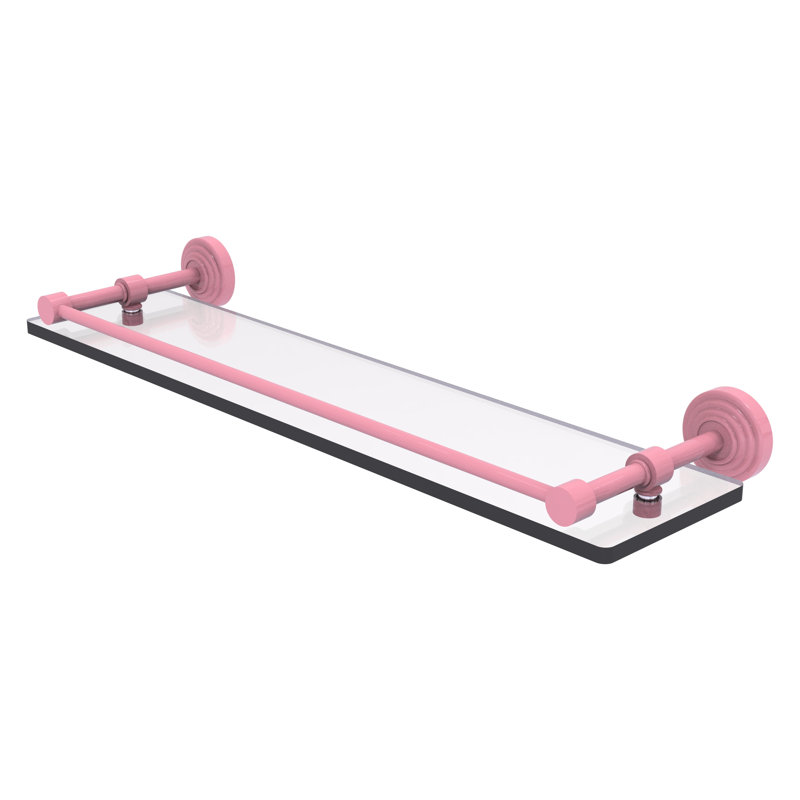 Tablette en verre trempé Walburga, H 3 po x l 22 po x P 5 po, Rose
