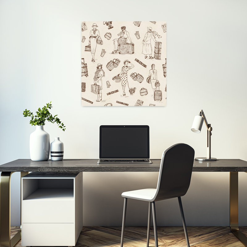 Art contemporain rétro, H 18 po x l 18 po, Marron foncé