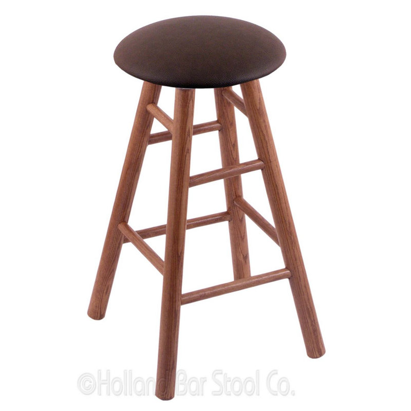 Tabouret de comptoir pivotant de 24 po, Chêne moyen, Vinyle noir