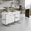Wheeled Mobile Kitchen Island, Extendable Dining Table, Three-Tier Pull-Out Spice Rack, Trash Can Storage Cabinet – Ideal For Kitchens And Dining Rooms.