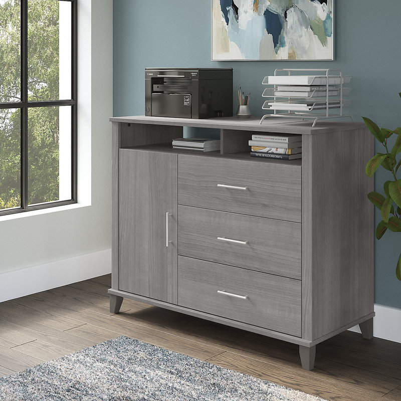 Kaionna 48'' Wide 3 - Drawer Credenza, Platinum Gray