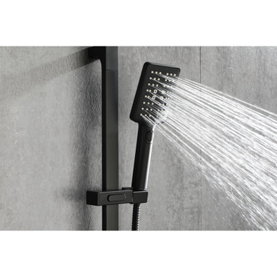 Matte Black Stainless Steel Handheld Shower, 28-Inch Adjustable Slide Bar, 59-Inch Hose, Various Spray Options For Relaxing Showers, Good And Chair Showers Shower With Bar Steel, Height Adjustable,