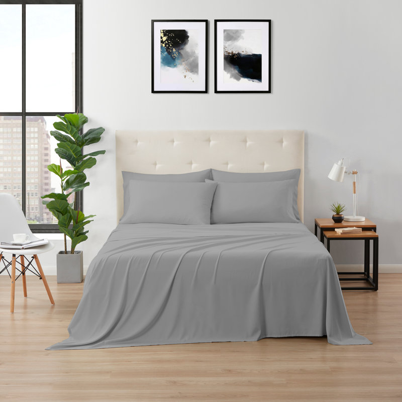 Ensemble de draps 6 pièces Kathy Ireland , Twin Sheet set with 4 additional pieces, Argent