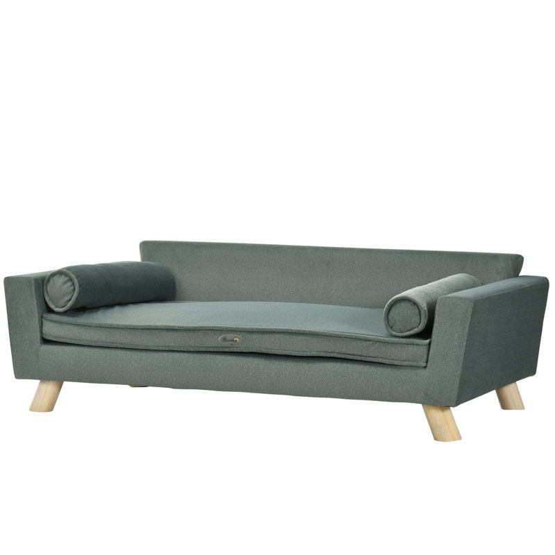 Canapé pour chien avec coussins amovibles, canapé pour animaux en mousse, canapé pour chat avec coussin lavable amovible et tissu résistant à l'eau, gris