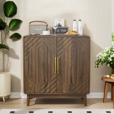 Carved Sideboard Buffet Cabinet, 2-Door Storage Cabinet with Adjustable Shelves for Living Room, Dining Room, Hallway & Office.