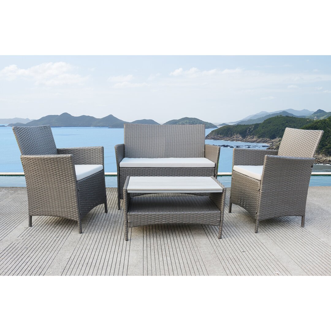 4-Sitzer Lounge-Set Vidal Polyrattan mit Polster