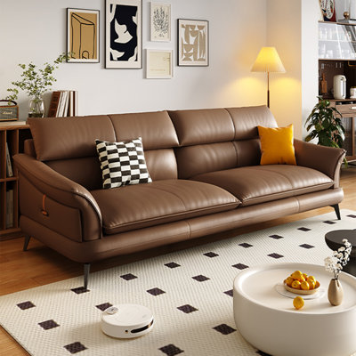 Coffee Genuine Leather Standard Sofa