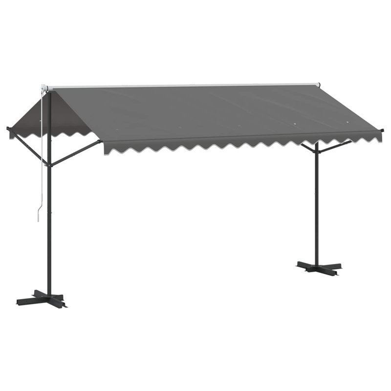 VidaXL 300cm D Polyester Cover Retractable Freestanding Awning, Grey, 267cm H x 400cm W x 300cm D