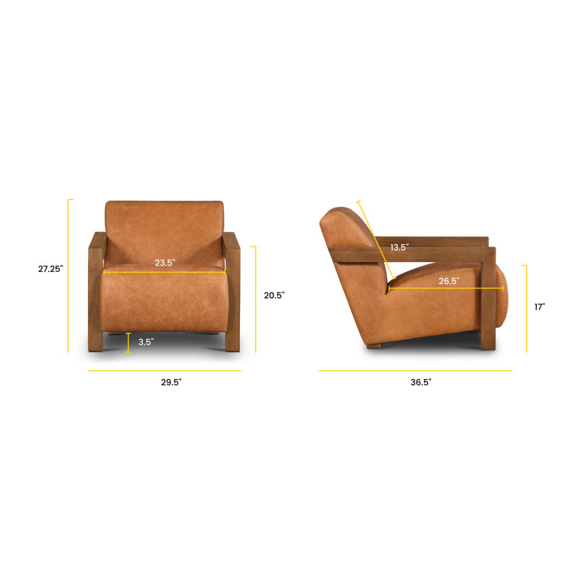 Méridienne Hemsworth en cuir brun clair cognac