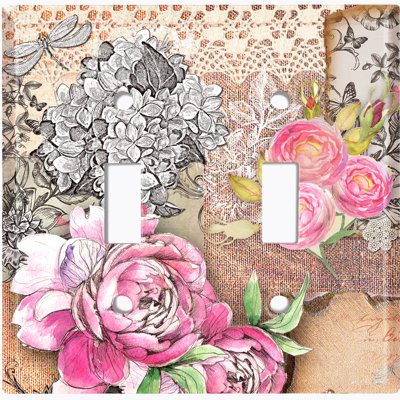 Patterned 2 - Gang Toggle Light Switch Standard Wall Plate