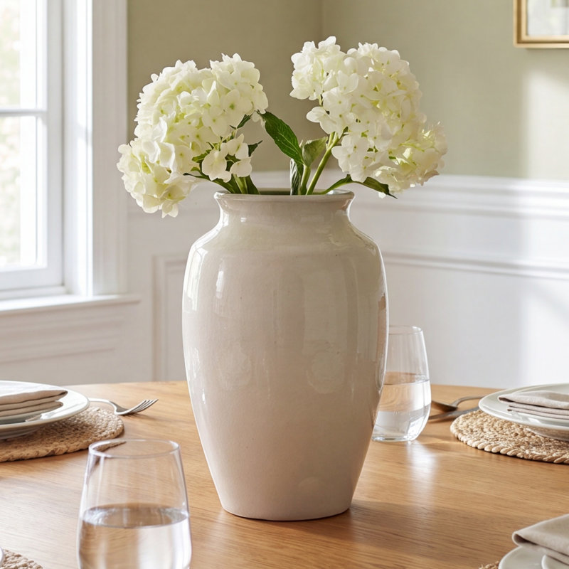 Round Terracotta Cachepot with Cover Lid